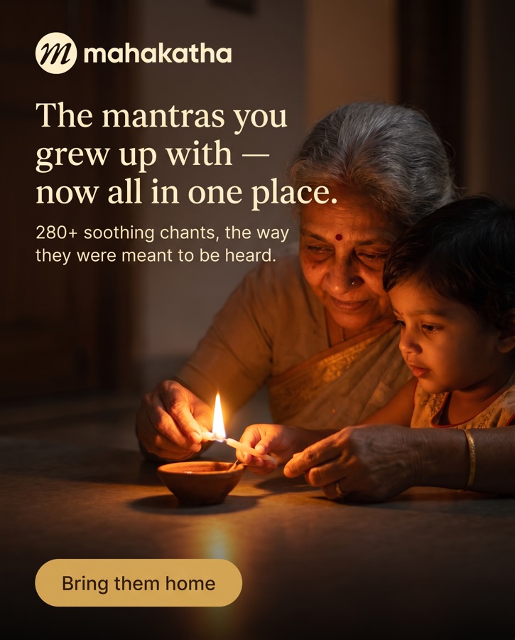 A grandmother and child lighting a diya